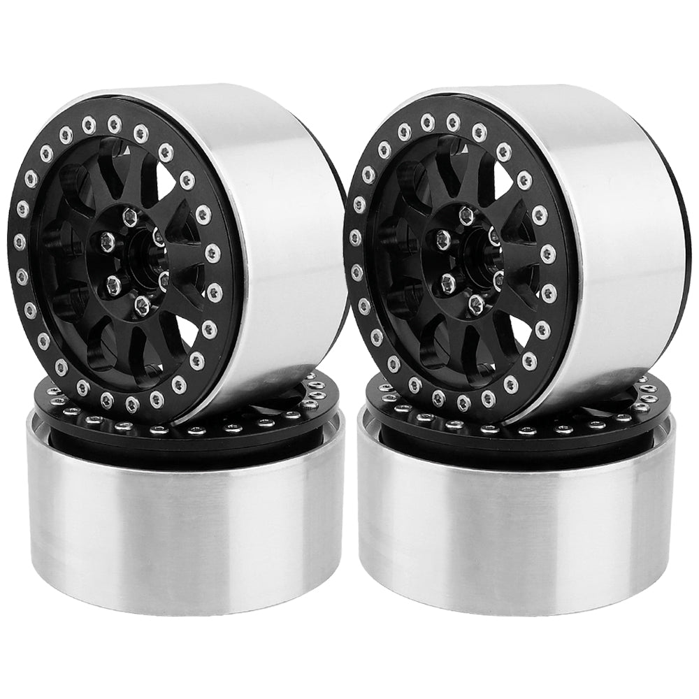 LonZeXy 2.2 Inch CNC Aluminum Beadlock Wheel Rims 110.5g 64.5×35mm For 1/10 RC Crawler Axial SCX10 II TRX4 RC Off‑Road Car Upgrade Replacement Hubs