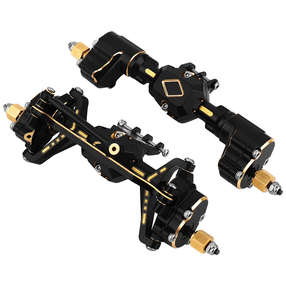 1/18 RC Brass Complete Portal Axle Assembly For Redcat Ascent 18 Crawler,Front 163.1g Rear 130g Upgrade Replacement Parts Black‑Gold