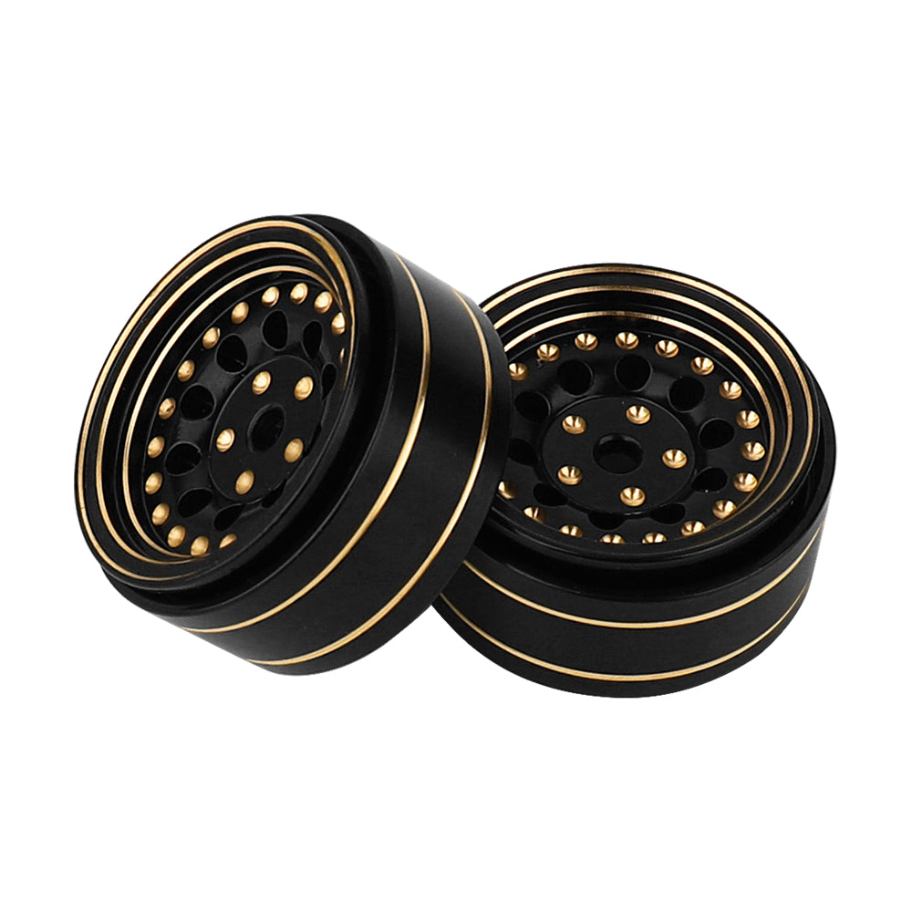 LonZeXy 1/18 1/24 RC Crawler Brass Beadlock Wheel Rims 4Pcs Black Gold Heavy Weight Wheel Hub RC Offroad Upgrade Parts
