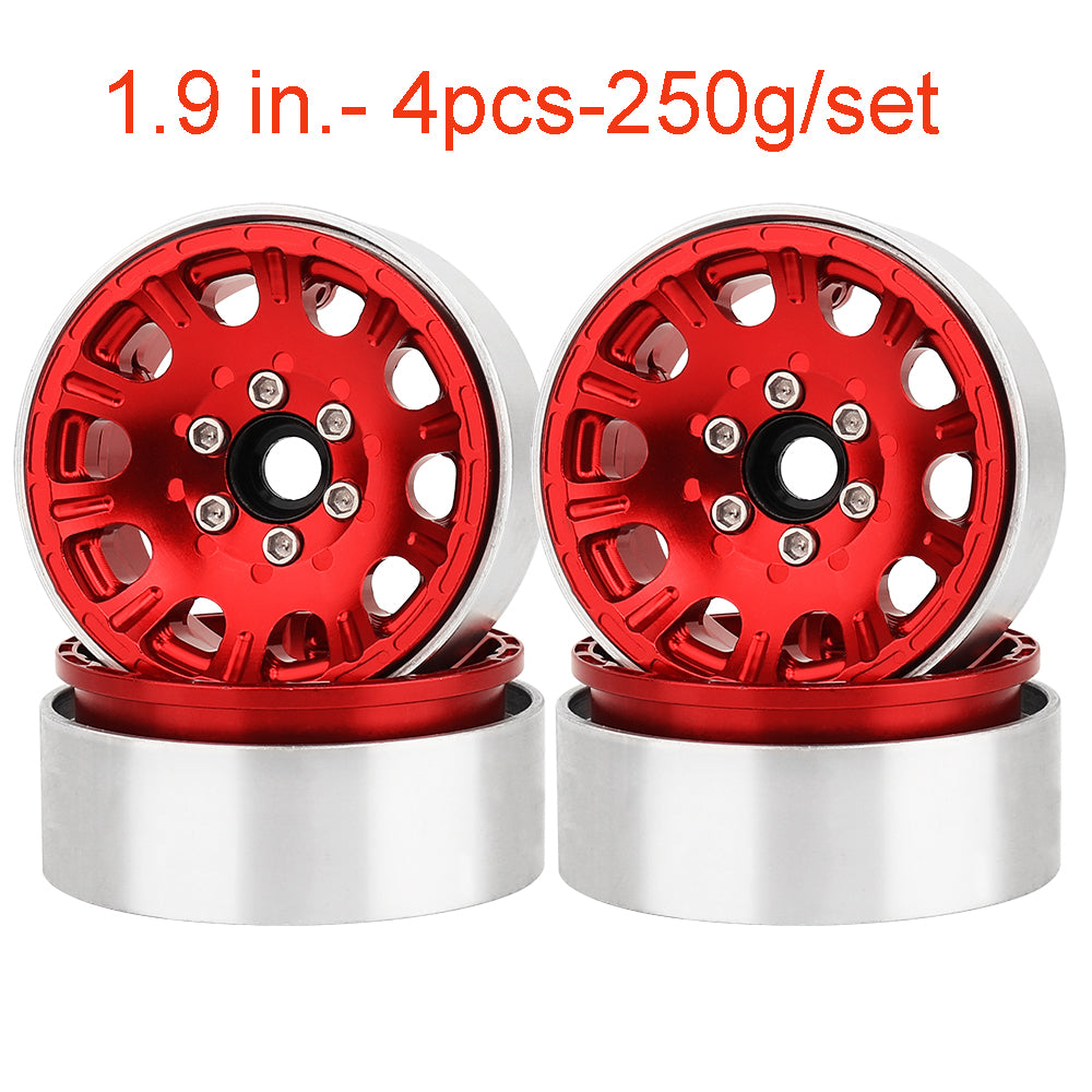 LonZeXy 1.9 Inch CNC Aluminum Beadlock Wheel Rim & Rubber Tire Assembly For 1/10 RC Crawler SCX10 Off-Road Climbing Car RC Upgrade Wheels