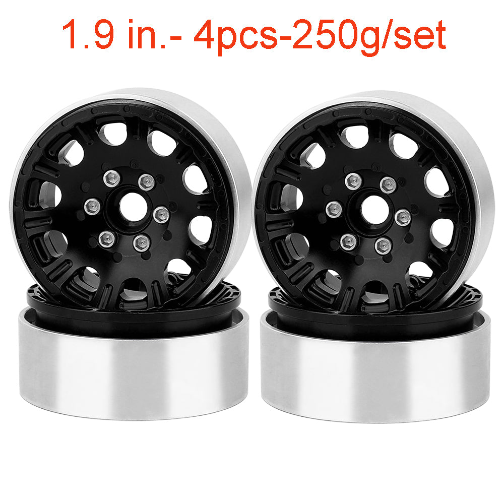LonZeXy 1.9 Inch CNC Aluminum Beadlock Wheel Rim & Rubber Tire Assembly For 1/10 RC Crawler SCX10 Off-Road Climbing Car RC Upgrade Wheels