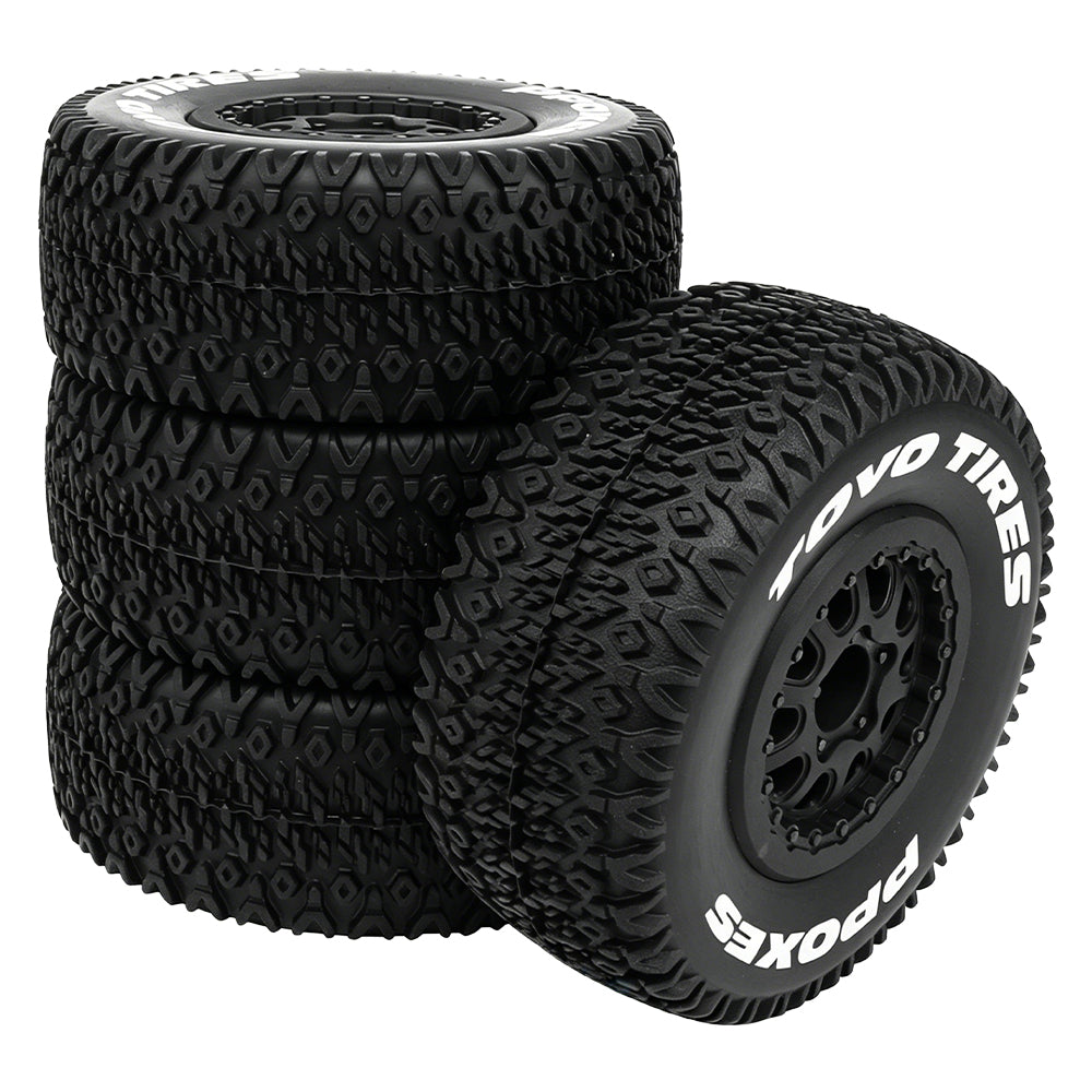 LonZeXy 4PCS DK10 1/10 RC Short Course Truck Wheels Tires Slick Off-Road Rally Racing Tyre Fit Traxxas Mini XRT Flat Ground Wear Resistant RC Buggy RC Model Car Upgrade Rubber Parts