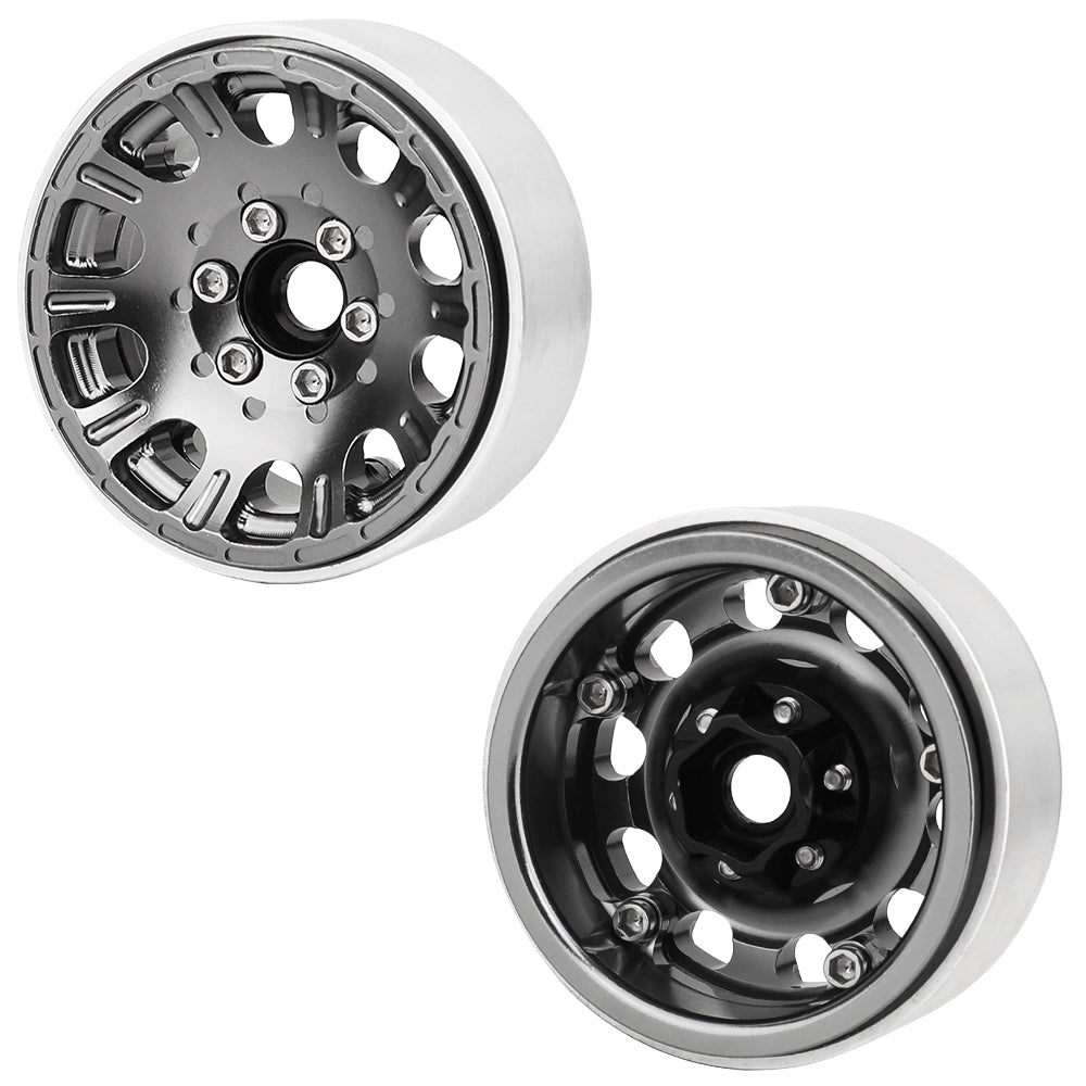 LonZeXy 1.9 Inch CNC Aluminum Beadlock Wheel Rim & Rubber Tire Assembly For 1/10 RC Crawler SCX10 Off-Road Climbing Car RC Upgrade Wheels