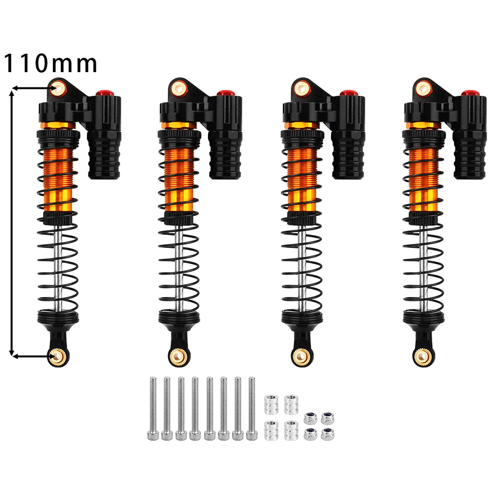 LonZeXy 4PCS 1/10 RC Crawler Piggyback Oil Shock Absorber 70/80/90/100/110/120mm Dual Spring Adjustable Damper For Axial SCX10 TRX4 D90 RC Off-Road Car Upgrade Parts