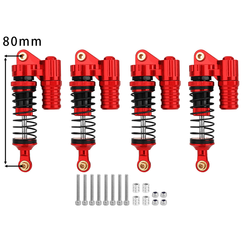 LonZeXy 4PCS 1/10 RC Crawler Piggyback Oil Shock Absorber 70/80/90/100/110/120mm Dual Spring Adjustable Damper For Axial SCX10 TRX4 D90 RC Off-Road Car Upgrade Parts
