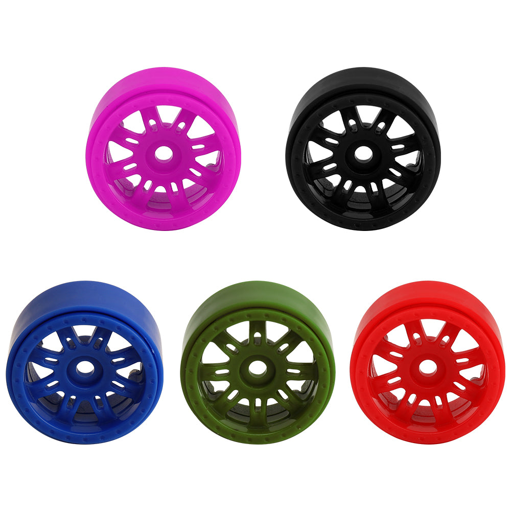 LonZeXy 1.0 inch Plastic Wheel Hub Rims or with Rubber Tires 4PCS For 1/24 SCX24 1/28 RC Off-Road Buggy Mini Model Truck 29.6mm Diameter Colorful RC Car Replacement Parts Style H