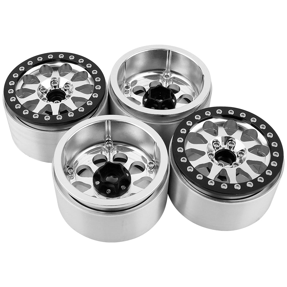 LonZeXy 2.2 Inch CNC Aluminum Beadlock Wheel Rims 110.5g 64.5×35mm For 1/10 RC Crawler Axial SCX10 II TRX4 RC Off‑Road Car Upgrade Replacement Hubs