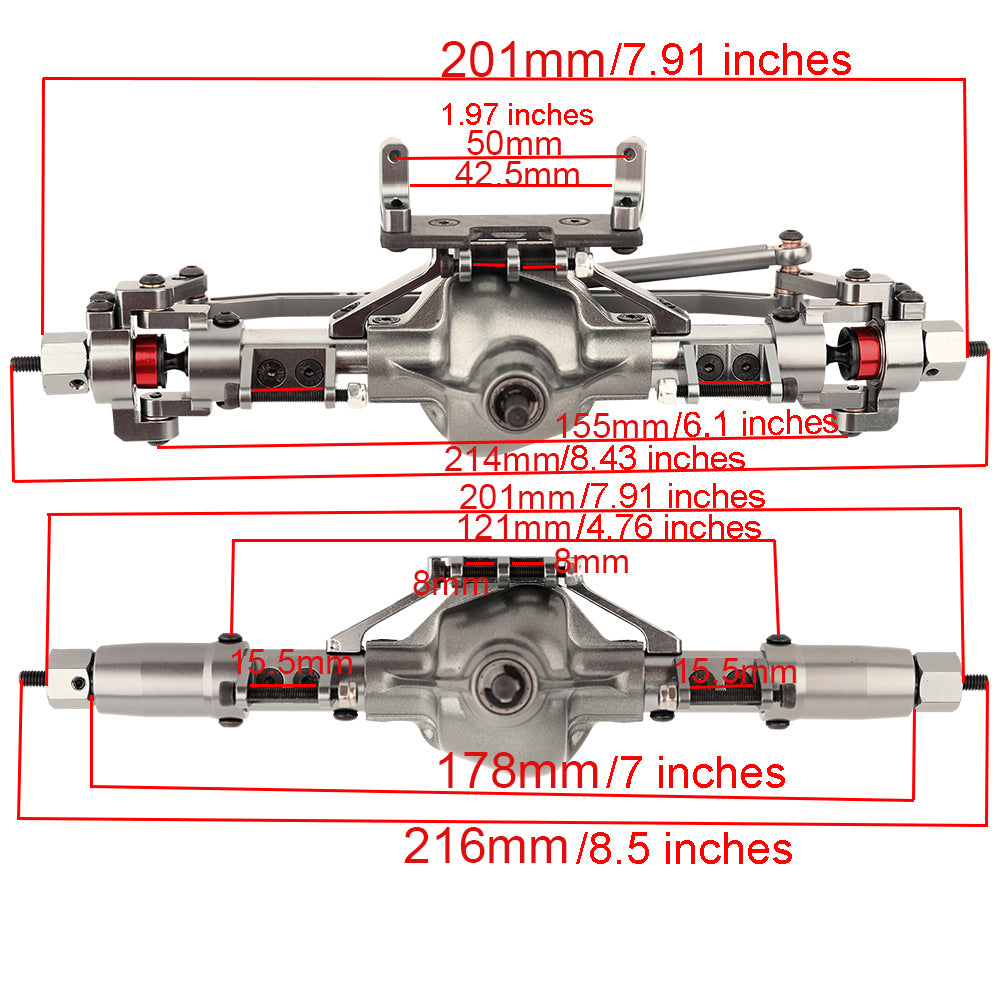 LonZeXy CNC Aluminum Front Rear Axle Complete Set 38T 13T Hardened Steel Gear Differential Axle Housing For 1/10 Axial SCX10 Gen1 RC Crawler Car Metal Upgrade Accessories