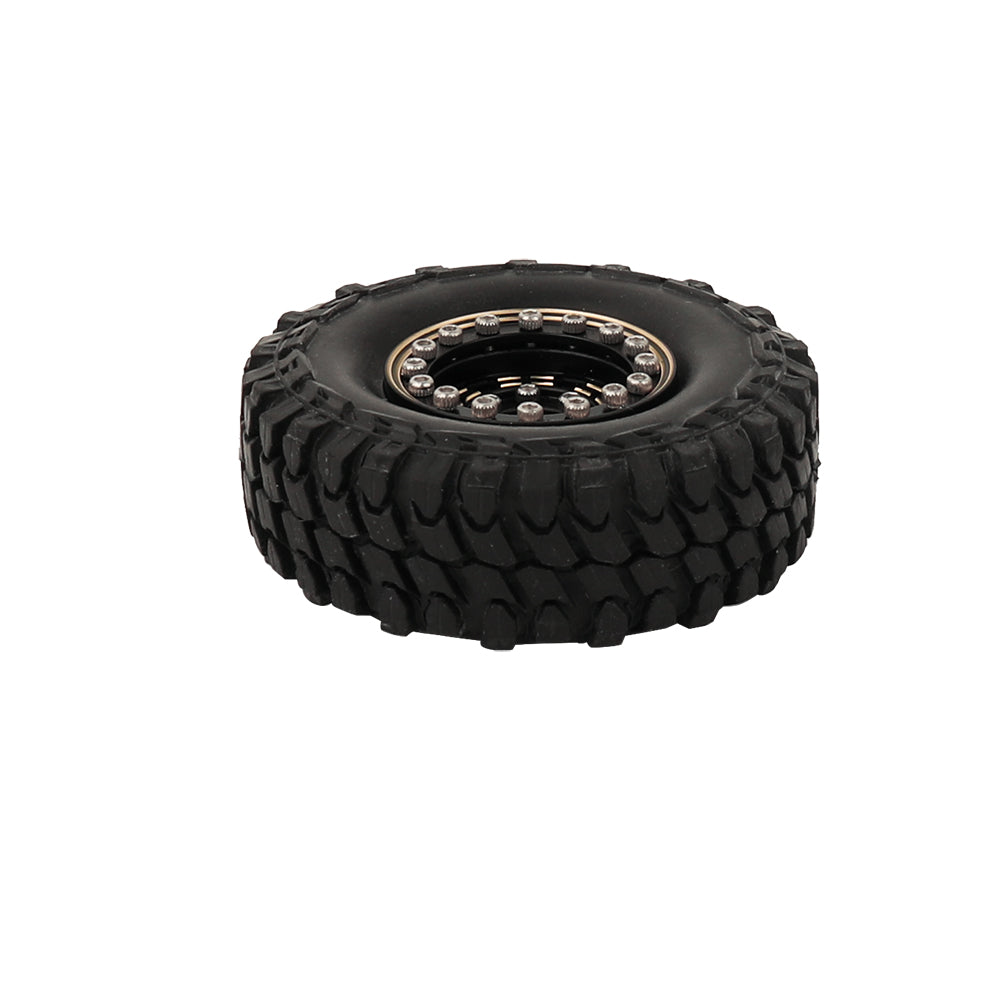 LonZeXy 1/18 1/24 RC Crawler Brass Wheel Rims 4Pcs Black Gold Heavy Weight Wheel Hub with Tires RC Model Upgrade Parts