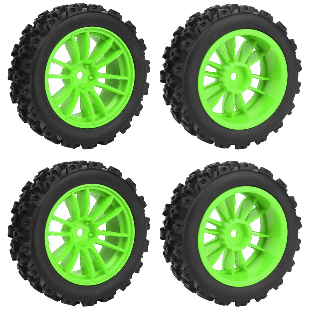 1/10 RC Off-Road Buggy Wheels 34.2g Knobby All-Terrain Rubber Tires Multi Color Plastic Rims 12mm Hex RC Upgrade Parts