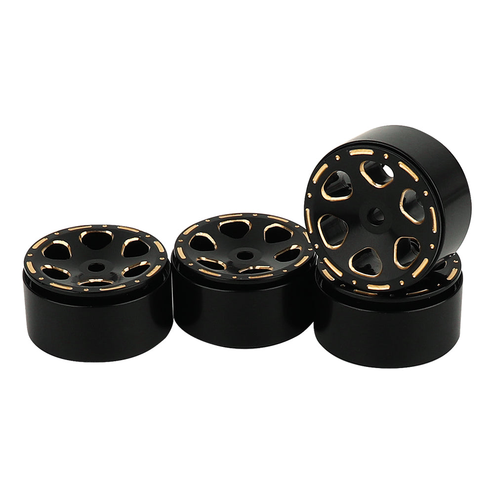 LonZeXy 1/18 1/24 RC Crawler Brass Beadlock Wheel Rims 4Pcs Black Gold Heavy Weight Wheel Hub RC Offroad Upgrade Parts