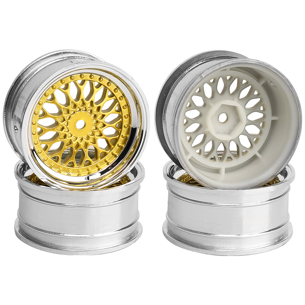 1/10 RC On-Road Drift Car Electroplated Plastic Wheel Rims 4 Styles Multi Color 12mm Hex Empty Hubs RC Modification Parts