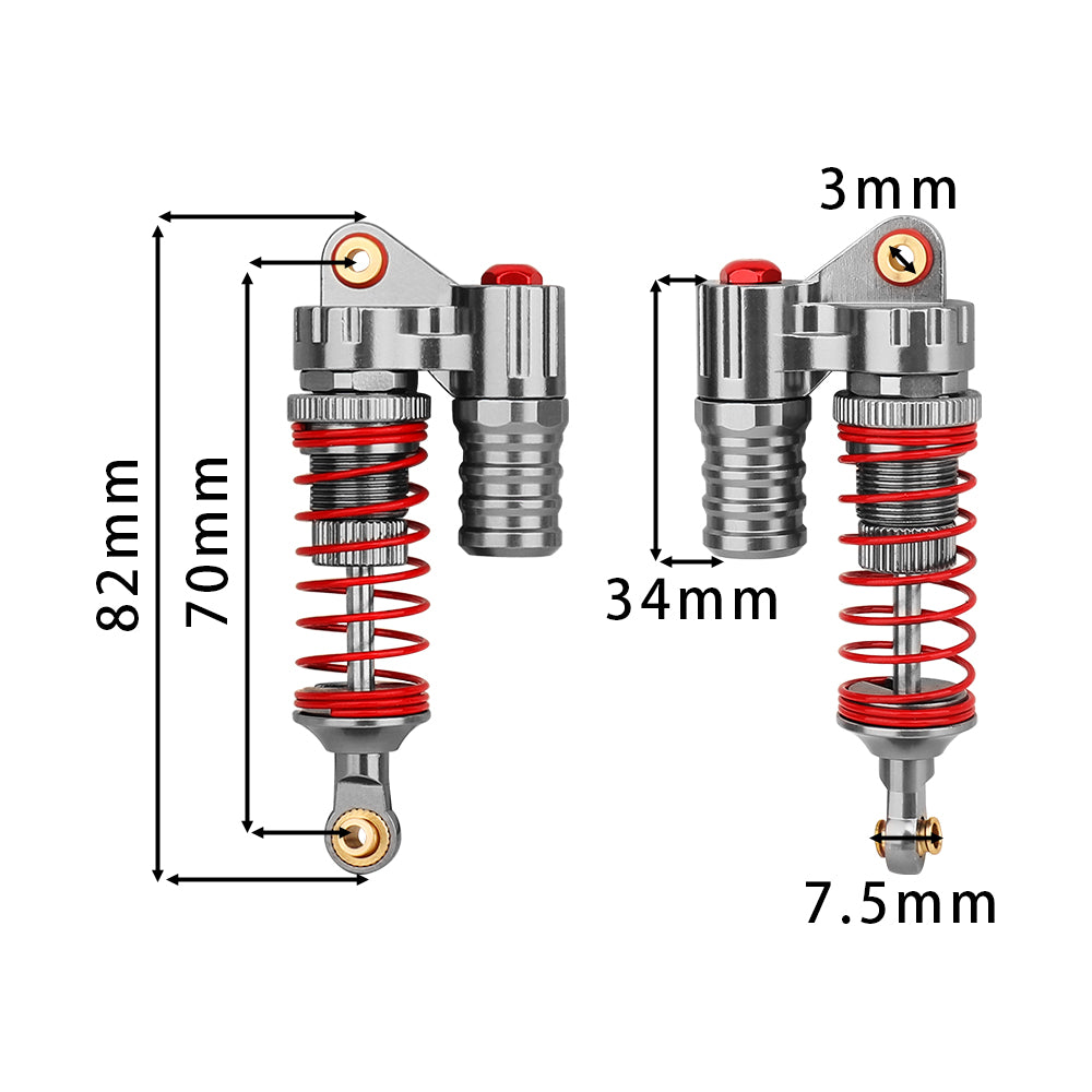 LonZeXy 4PCS 1/10 RC Crawler Piggyback Oil Shock Absorber 70/80/90/100/110/120mm Dual Spring Adjustable Damper For Axial SCX10 TRX4 D90 RC Off-Road Car Upgrade Parts