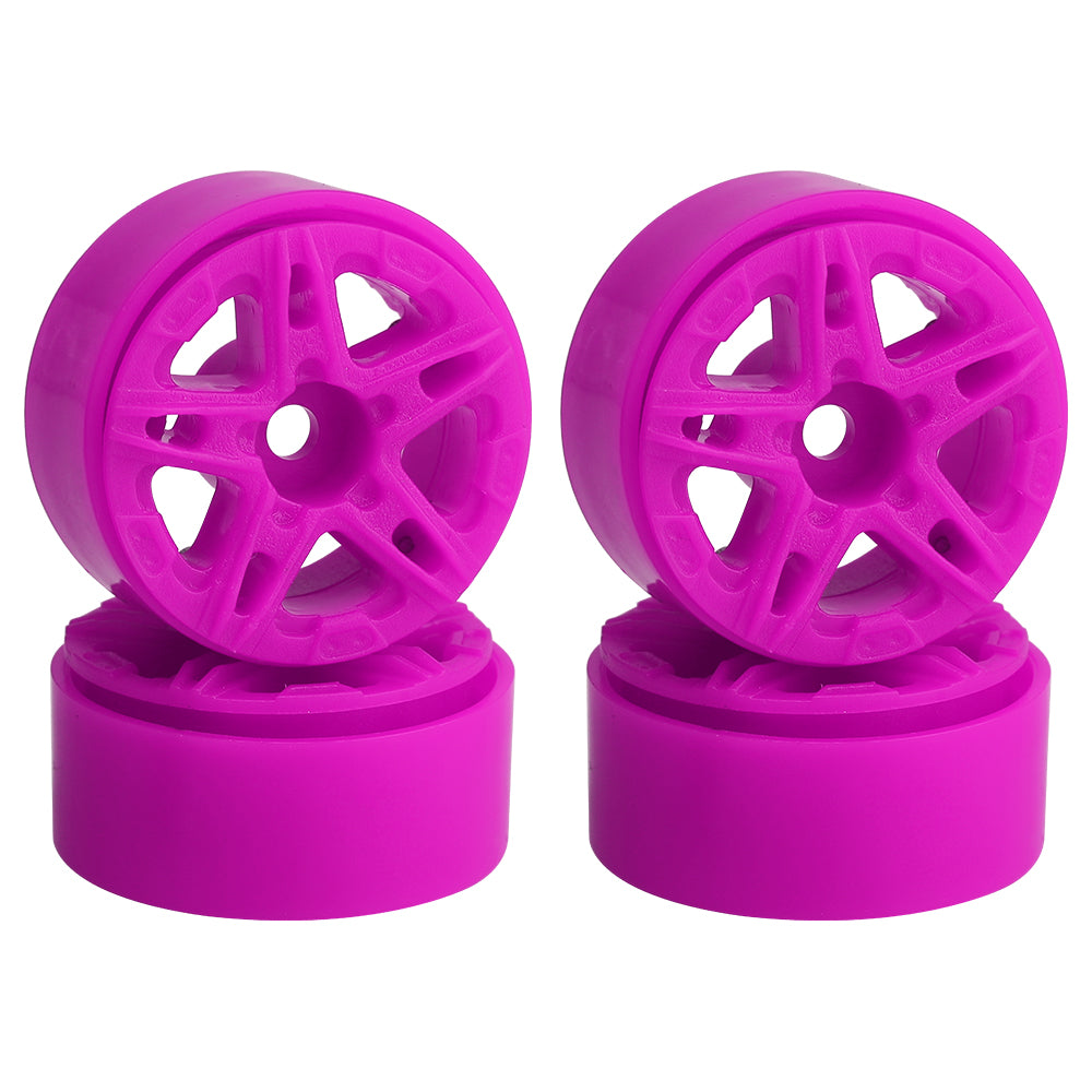 LonZeXy 1.0 inch Plastic Wheel Hub Rims or with Rubber Tires 4PCS For 1/24 SCX24 1/28 RC Off-Road Buggy Mini Model Truck 29.6mm Diameter Colorful RC Car Replacement Parts Style K