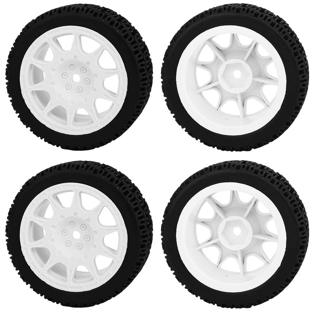 4Pcs 70mm RC Car Rally Tires Type C Nylon Wheel Rims Maze Pattern Rubber Tyres for 1/10 Tamiya TT01 XV02 Kyosho FW06 HSP 94123 On Road Touring Car Upgrade Parts