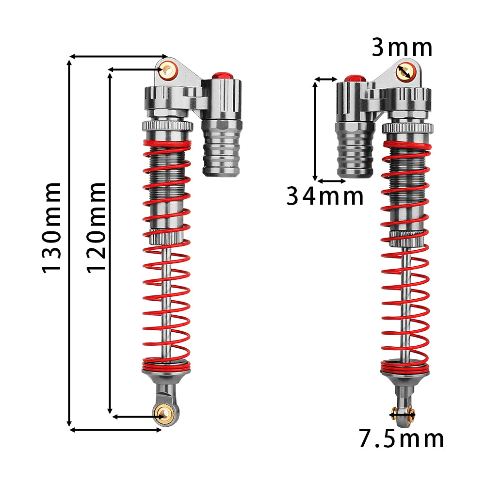 LonZeXy 4PCS 1/10 RC Crawler Piggyback Oil Shock Absorber 70/80/90/100/110/120mm Dual Spring Adjustable Damper For Axial SCX10 TRX4 D90 RC Off-Road Car Upgrade Parts