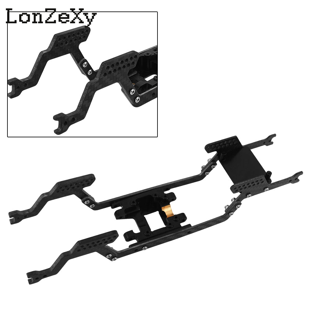 LONZEXY Universal LCG Chassis Frame Kit + Brass Skid Plate for 1/18 TRX4M (Carbon Fiber)