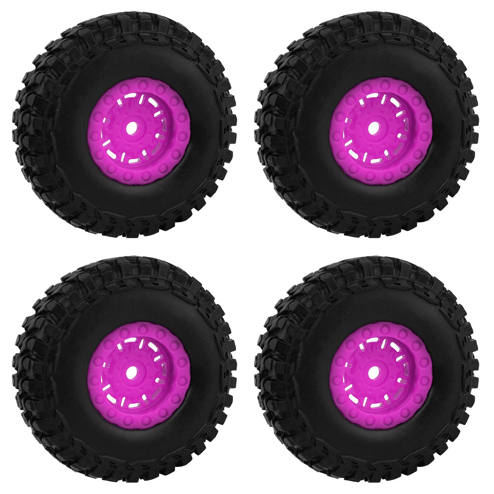 LonZeXy 1.0 inch Plastic Wheel Hub Rims or with Rubber Tires 4PCS For 1/24 SCX24 1/28 RC Off-Road Buggy Mini Model Truck 29.6mm Diameter Colorful RC Car Replacement Parts Style F