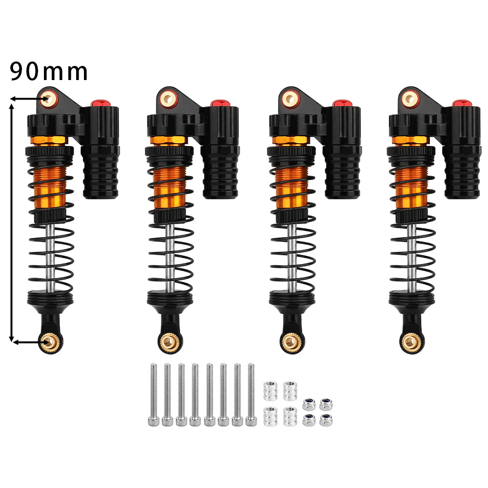 LonZeXy 4PCS 1/10 RC Crawler Piggyback Oil Shock Absorber 70/80/90/100/110/120mm Dual Spring Adjustable Damper For Axial SCX10 TRX4 D90 RC Off-Road Car Upgrade Parts