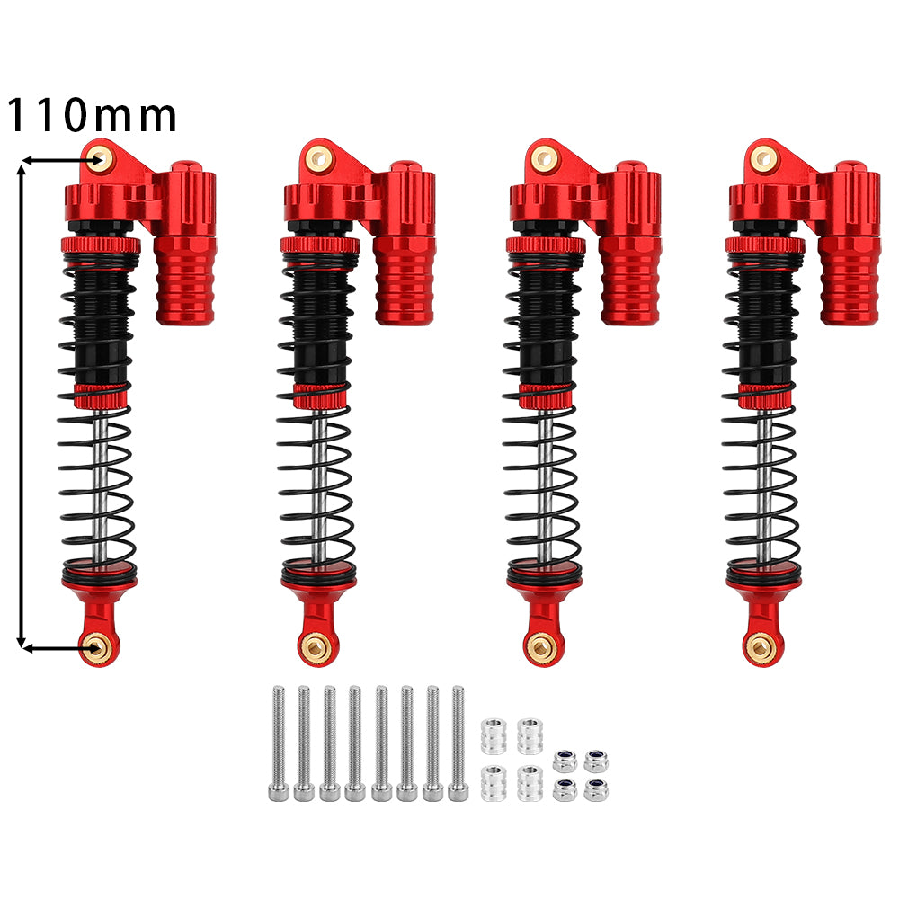LonZeXy 4PCS 1/10 RC Crawler Piggyback Oil Shock Absorber 70/80/90/100/110/120mm Dual Spring Adjustable Damper For Axial SCX10 TRX4 D90 RC Off-Road Car Upgrade Parts