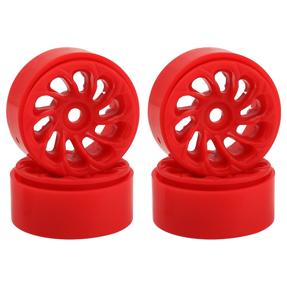 LonZeXy 1.0 inch Plastic Wheel Hub Rims or with Rubber Tires 4PCS For 1/24 SCX24 1/28 RC Off-Road Buggy Mini Model Truck 29.6mm Diameter Colorful RC Car Replacement Parts Style O