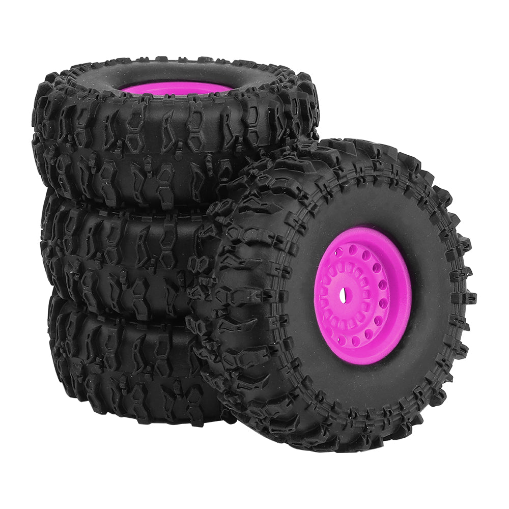 LonZeXy 1.0 inch Plastic Wheel Hub Rims or with Rubber Tires 4PCS For 1/24 SCX24 1/28 RC Off-Road Buggy Mini Model Truck 29.6mm Diameter Colorful RC Car Replacement Parts Style D