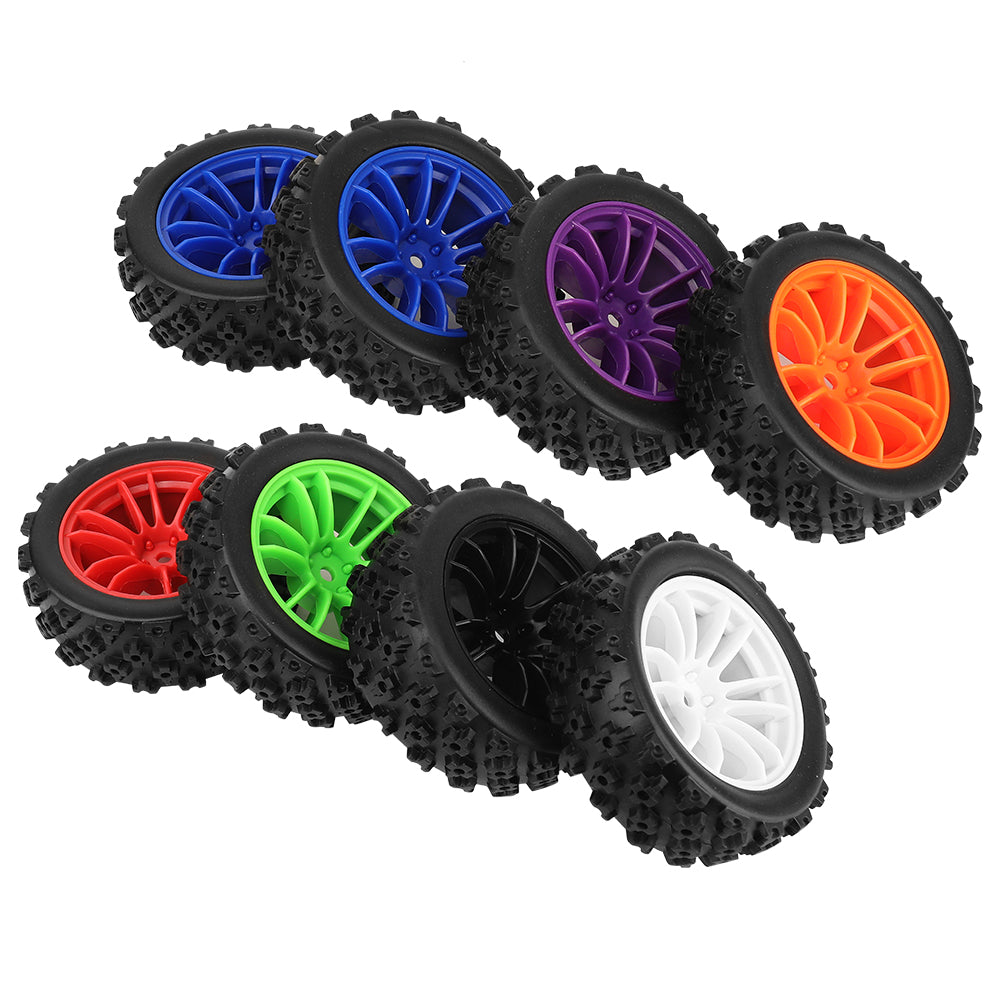 1/10 RC Off-Road Buggy Wheels 34.2g Knobby All-Terrain Rubber Tires Multi Color Plastic Rims 12mm Hex RC Upgrade Parts