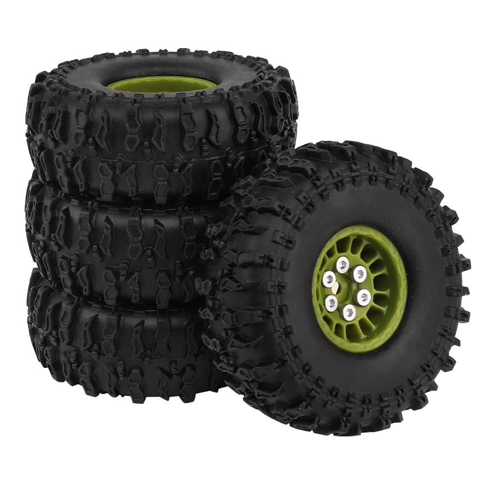 LonZeXy 1.0 inch Plastic Wheel Hub Rims or with Rubber Tires 4PCS For 1/24 SCX24 1/28 RC Off-Road Buggy Mini Model Truck 29.6mm Diameter Colorful RC Car Replacement Parts Style B