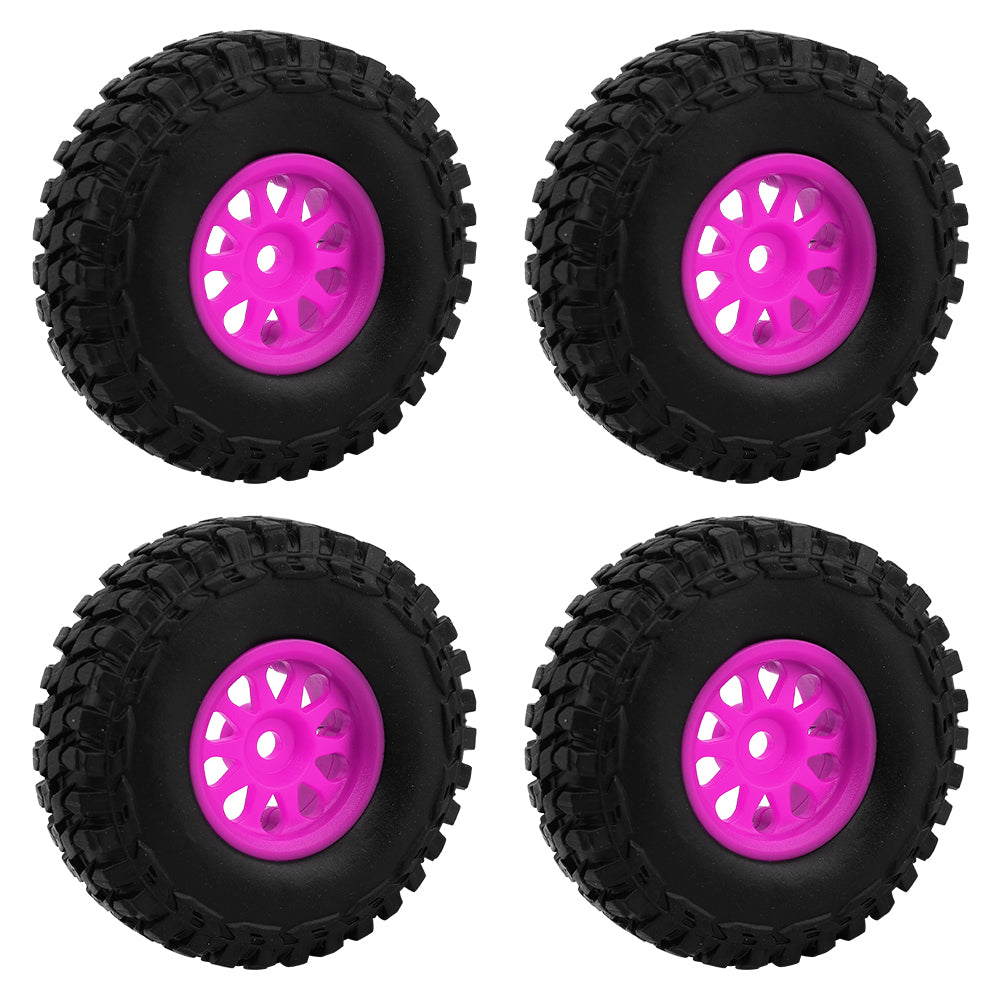 LonZeXy 1.0 inch Plastic Wheel Hub Rims or with Rubber Tires 4PCS For 1/24 SCX24 1/28 RC Off-Road Buggy Mini Model Truck 29.6mm Diameter Colorful RC Car Replacement Parts Style C