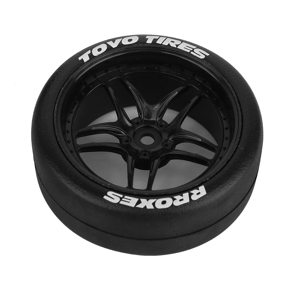 1/10 RC Drift Car Slick Drift Tires With Printed Logo Multi Spoke Plastic Rims 12mm Hex RC Racing Upgrade Parts