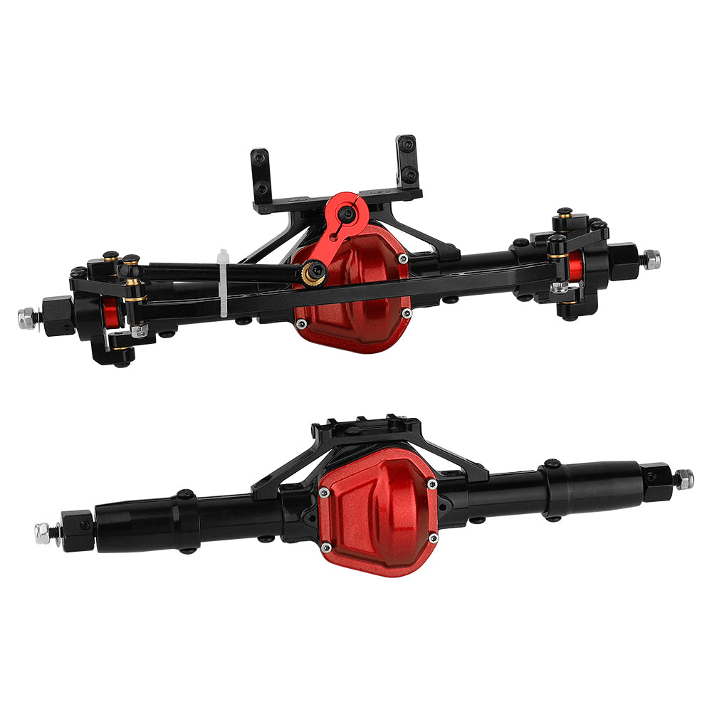 LonZeXy CNC Aluminum Front Middle Rear Axles Complete Set, 38T 13T Hardened Steel Differential Gear Axle Housing For 1/10 Axial SCX10 Gen1 RC Crawler Car Metal Upgrade Accessories