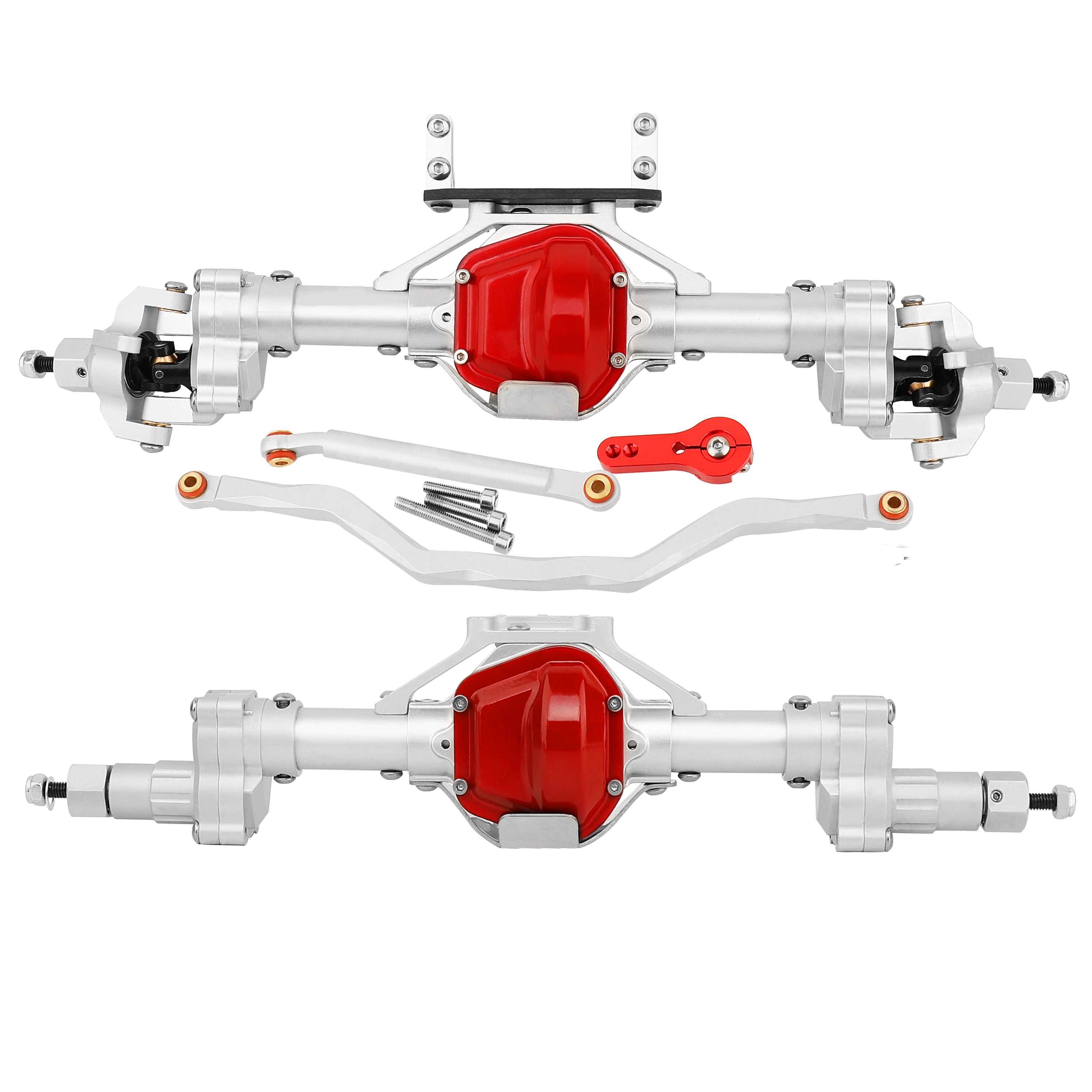 LonZeXy CNC Aluminum Portal Axles Complete Front & Rear Axles Set, Lift Portal Axle Housing For 1/10 Axial SCX10 Gen1 Gen2 RC Crawler Car Metal Upgrade Parts