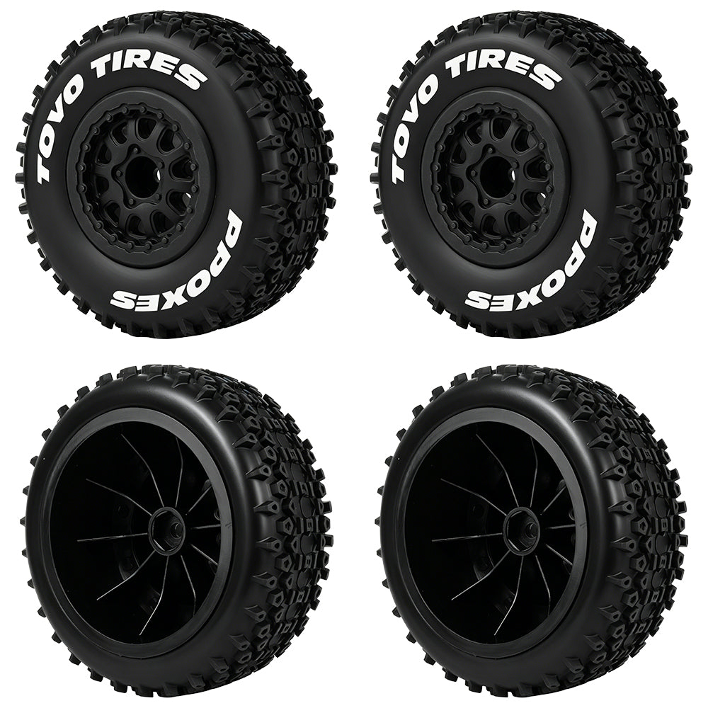 LonZeXy 4PCS DK10 1/10 RC Short Course Truck Wheels Tires Slick Off-Road Rally Racing Tyre Fit Traxxas Mini XRT Flat Ground Wear Resistant RC Buggy RC Model Car Upgrade Rubber Parts