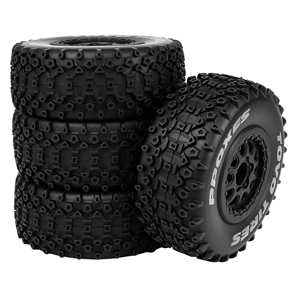 LonZeXy 4PCS DK10 1/10 RC Short Course Truck Wheels Tires Slick Off-Road Rally Racing Tyre Fit Traxxas Mini XRT Flat Ground Wear Resistant RC Buggy RC Model Car Upgrade Rubber Parts