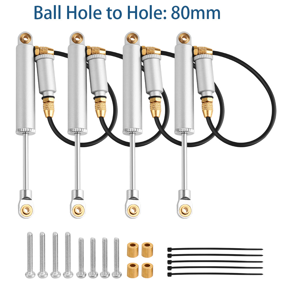 LonZeXy 4PCS Remote Reservoir Negative Pressure Shock Absorber 56/63/68/75/80mm Oil Damper For Traxxas TRX4M 1/18 RC Crawler Car Upgrade Aluminum Suspension Parts