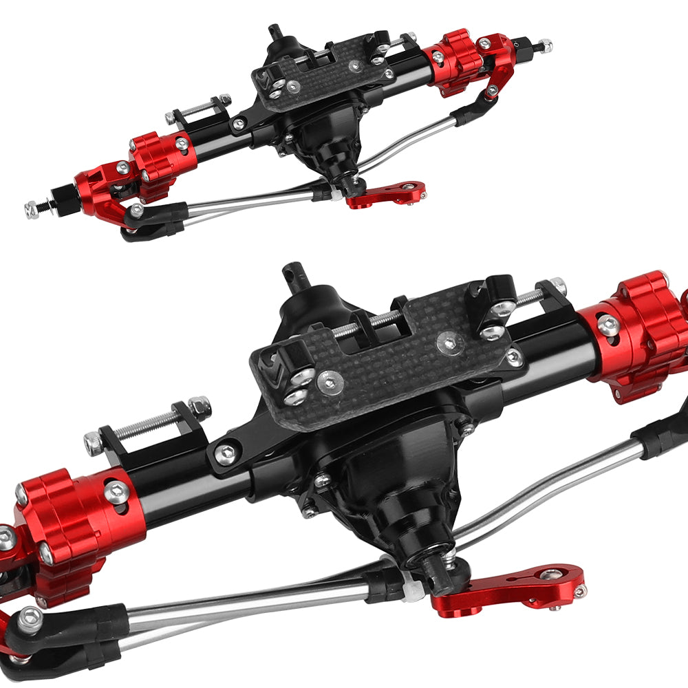LonZeXy CNC Aluminum Portal Middle Axle With Steering Link Option, Metal Portal Axle For 1/10 SCX10 6x6 RC Crawler Chassis Upgrade Parts