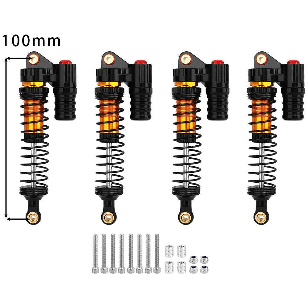 LonZeXy 4PCS 1/10 RC Crawler Piggyback Oil Shock Absorber 70/80/90/100/110/120mm Dual Spring Adjustable Damper For Axial SCX10 TRX4 D90 RC Off-Road Car Upgrade Parts