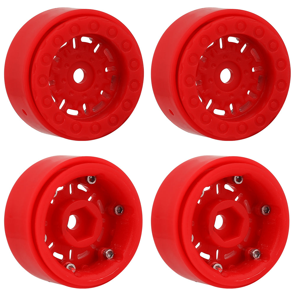 LonZeXy 1.0 inch Plastic Wheel Hub Rims or with Rubber Tires 4PCS For 1/24 SCX24 1/28 RC Off-Road Buggy Mini Model Truck 29.6mm Diameter Colorful RC Car Replacement Parts Style F