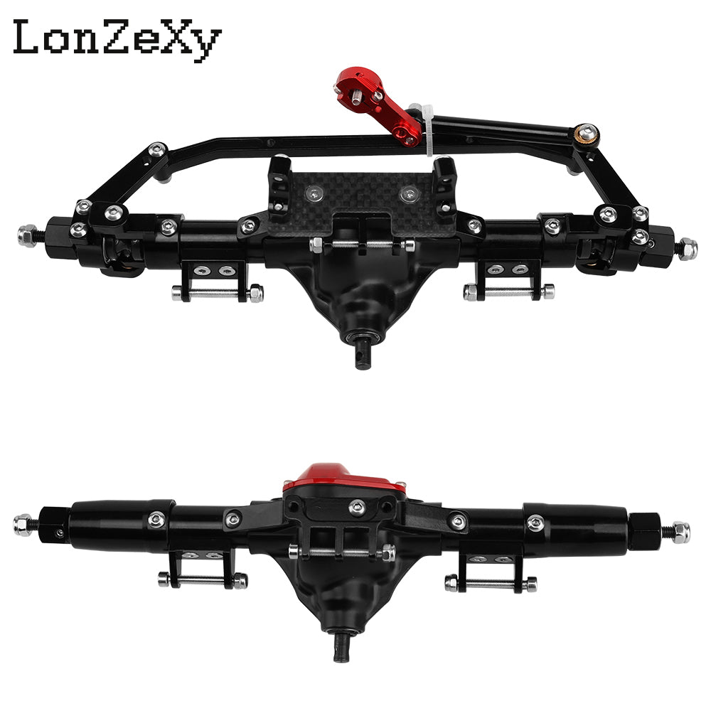 Lonzexy Aluminum Complete Axle Set + Enhanced Axle Shaft for Axial SCX10 RC4WD D90 (Black Front+Rear)