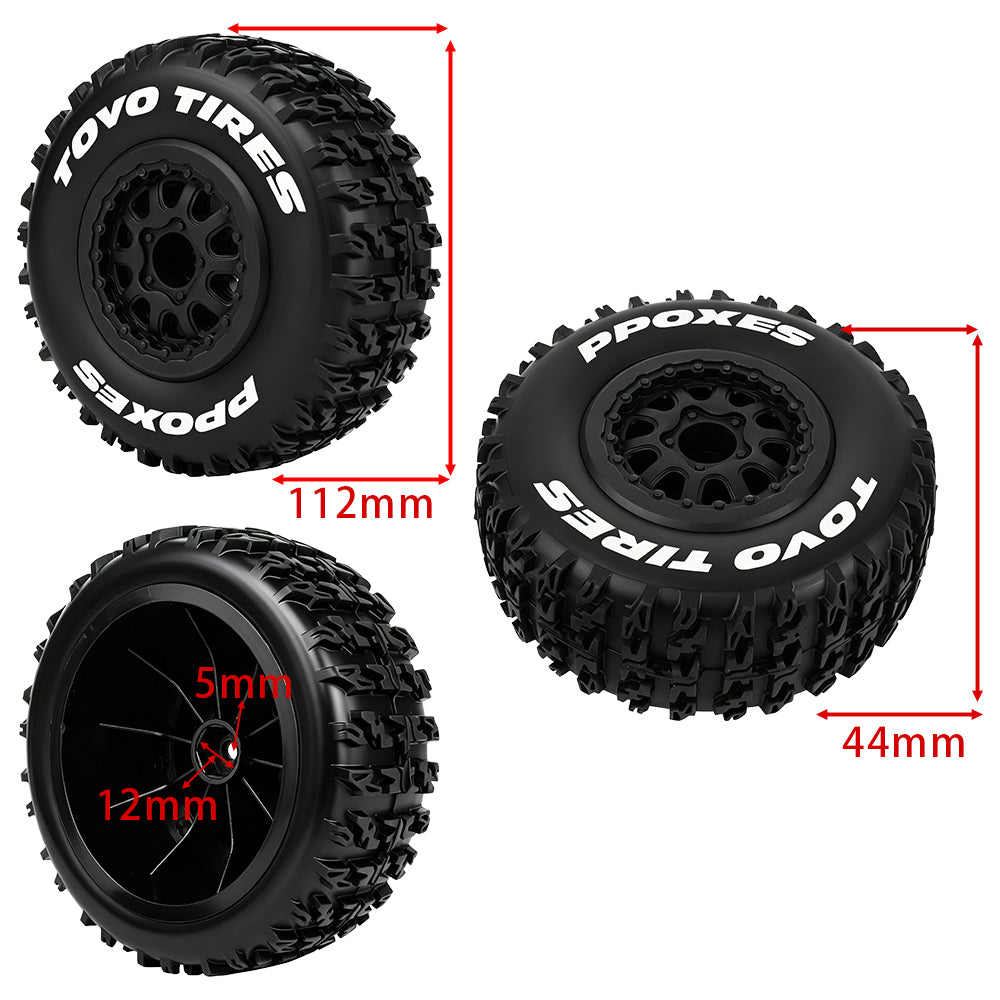 LonZeXy 4PCS DK10 1/10 RC Short Course Truck Wheels Tires Slick Off-Road Rally Racing Tyre Fit Traxxas Mini XRT Flat Ground Wear Resistant RC Buggy RC Model Car Upgrade Rubber Parts