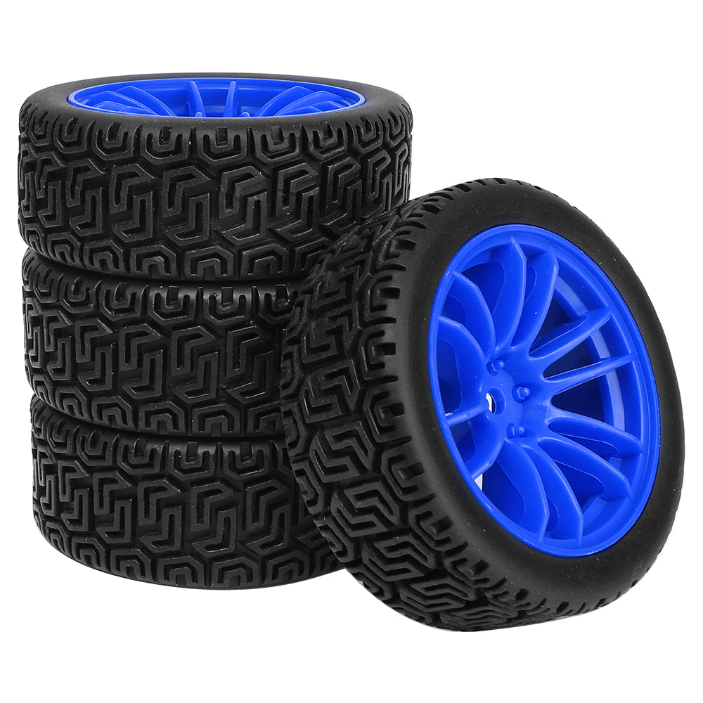1/10 RC On-Road Buggy Wheels 34.6g All-Terrain Pattern Rubber Tires Multi Color Plastic Rims 12mm Hex RC Upgrade Parts