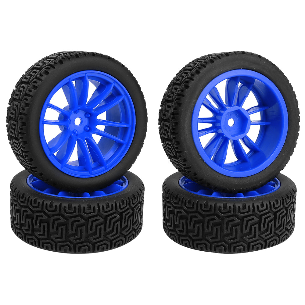 1/10 RC On-Road Buggy Wheels 34.6g All-Terrain Pattern Rubber Tires Multi Color Plastic Rims 12mm Hex RC Upgrade Parts