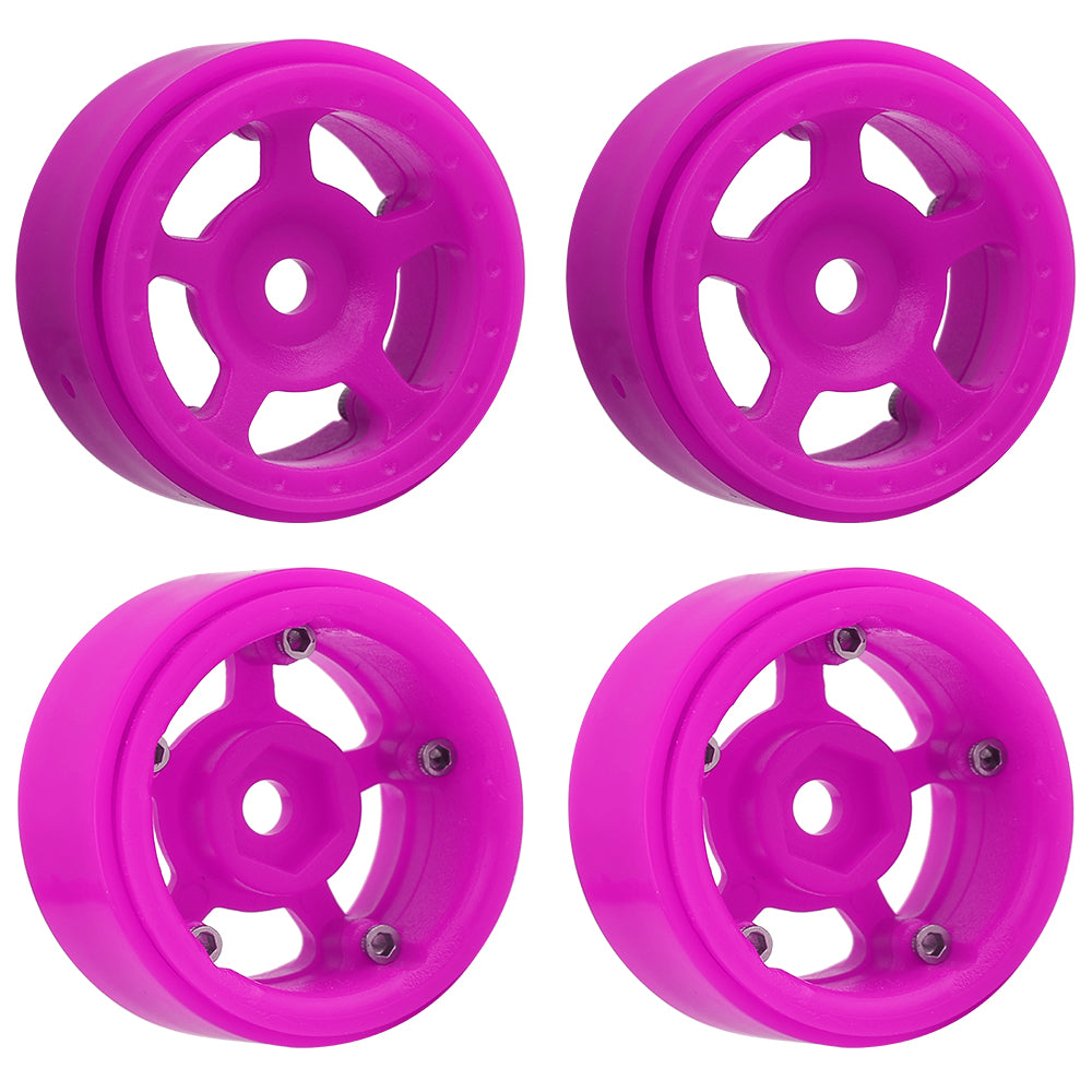 LonZeXy 1.0 inch Plastic Wheel Hub Rims or with Rubber Tires 4PCS For 1/24 SCX24 1/28 RC Off-Road Buggy Mini Model Truck 29.6mm Diameter Colorful RC Car Replacement Parts Style J