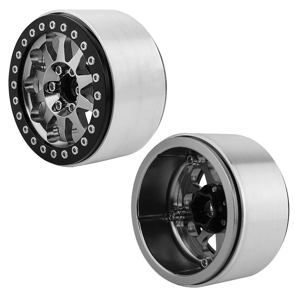 LonZeXy 2.2 Inch CNC Aluminum Beadlock Wheel Rims 110.5g 64.5×35mm For 1/10 RC Crawler Axial SCX10 II TRX4 RC Off‑Road Car Upgrade Replacement Hubs