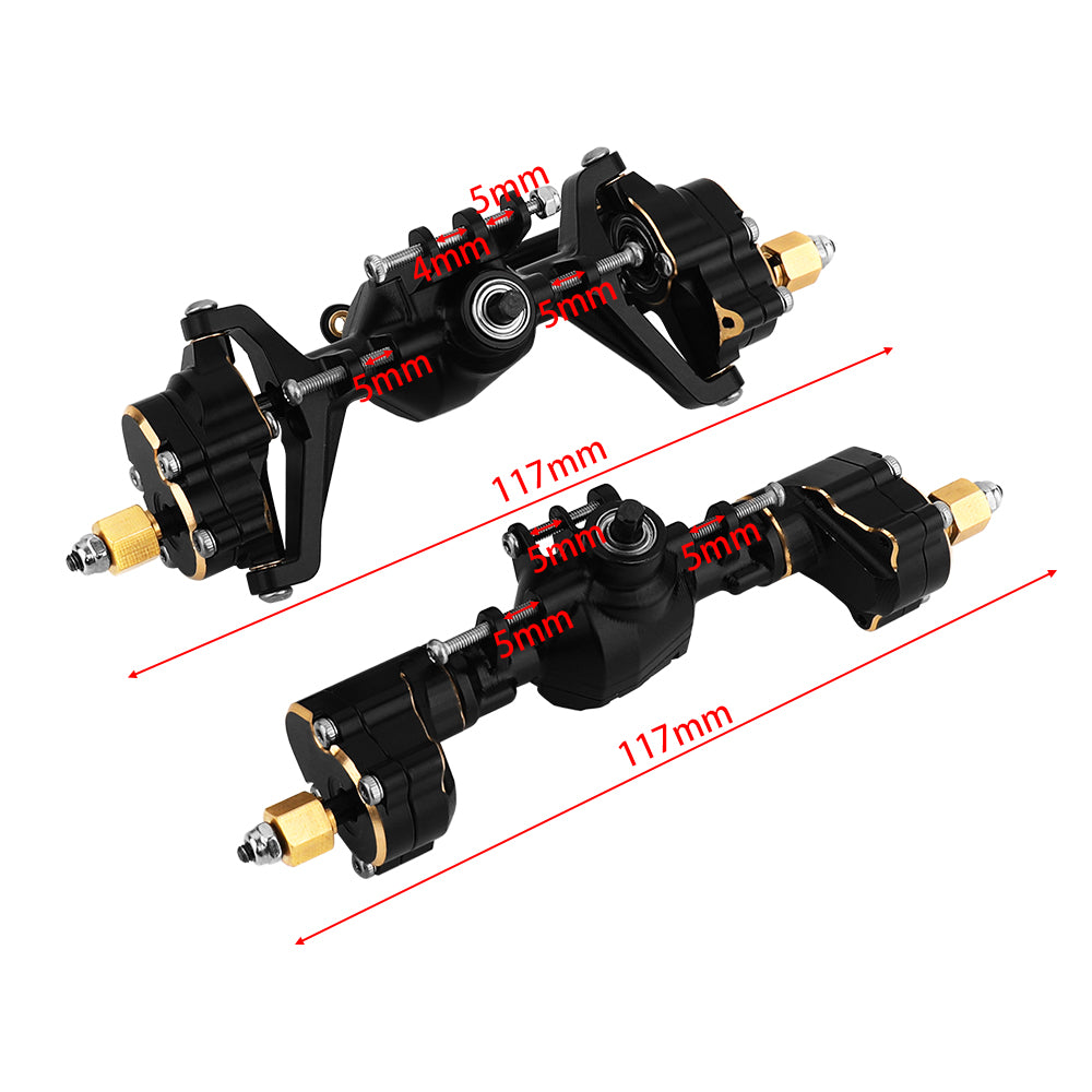 1/18 RC Brass Complete Portal Axle Assembly For Redcat Ascent 18 Crawler,Front 163.1g Rear 130g Upgrade Replacement Parts Black‑Gold