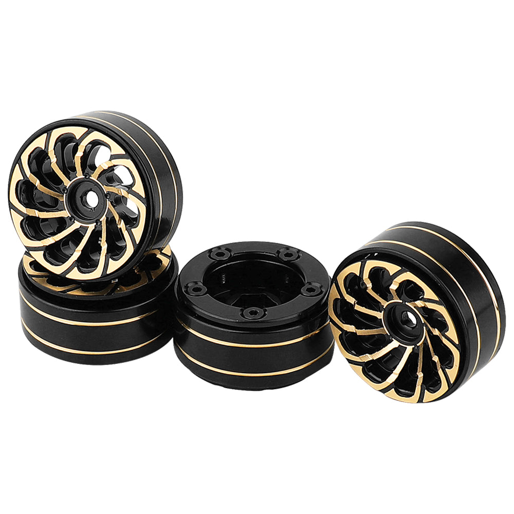 LonZeXy 1/18 1/24 RC Crawler Brass Beadlock Wheel Rims 4Pcs Black Gold Heavy Weight Wheel Hub RC Offroad Upgrade Parts