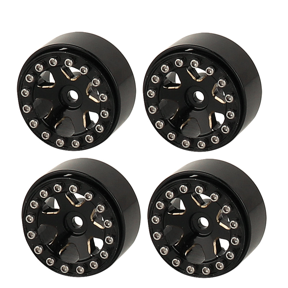 LonZeXy 1/18 1/24 RC Crawler Brass Wheel Rims 4Pcs Black Gold Heavy Weight Wheel Hub with Rubber Tires RC Car Upgrade Parts