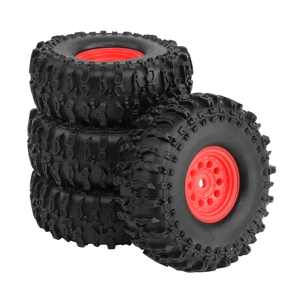 LonZeXy 1.0 inch Plastic Wheel Hub Rims or with Rubber Tires 4PCS For 1/24 SCX24 1/28 RC Off-Road Buggy Mini Model Truck 29.6mm Diameter Colorful RC Car Replacement Parts Style A