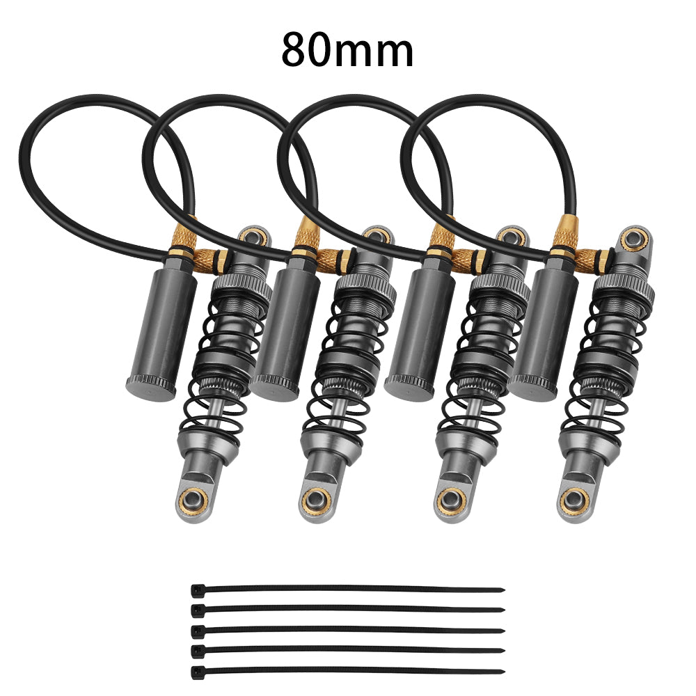 LonZeXy 4PCS Remote Reservoir Dual Spring Negative Pressure Shock Absorber 70/80/90/100/110/120mm Oil Damper For Axial SCX10 TRX4 TRX6 Wraith 1/10 RC Crawler Upgrade Parts