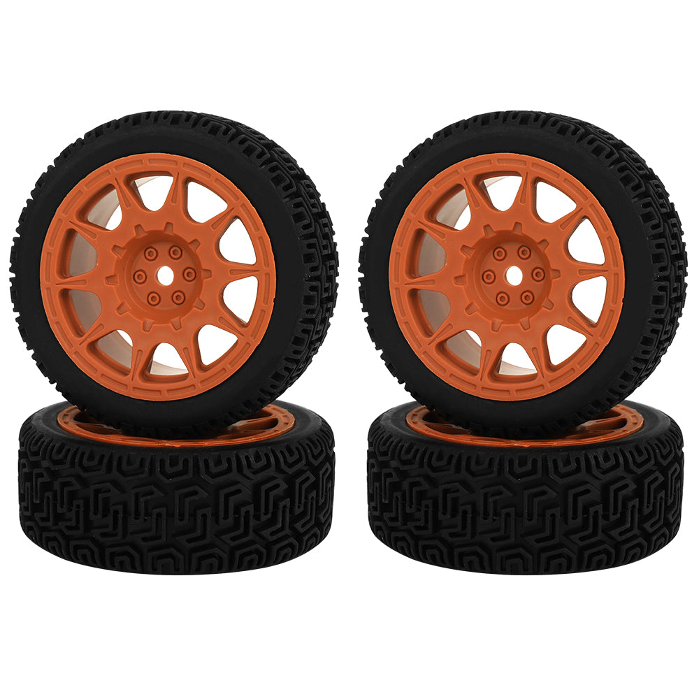 4Pcs 70mm RC Car Rally Tires Type C Nylon Wheel Rims Maze Pattern Rubber Tyres for 1/10 Tamiya TT01 XV02 Kyosho FW06 HSP 94123 On Road Touring Car Upgrade Parts